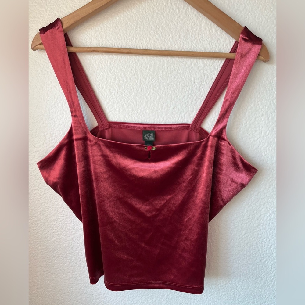 Wild Fable Y2K Dainty Velour Velvet Sheen Cropped Tank Top Berry Mauve Large